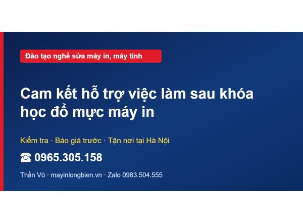 Cam kết hỗ trợ việc làm sau khóa học đổ mực máy in