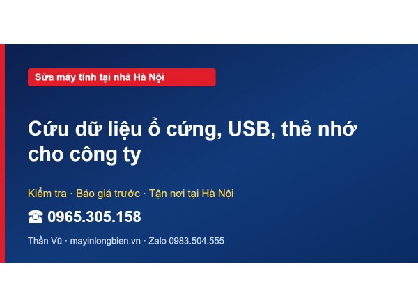 Cứu dữ liệu ổ cứng, USB, thẻ nhớ cho công ty