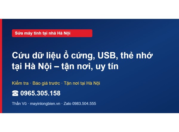 Cứu dữ liệu ổ cứng, USB, thẻ nhớ tại Hà Nội – tận nơi, uy…