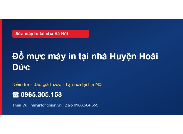 Đổ mực máy in tại nhà Huyện Hoài Đức