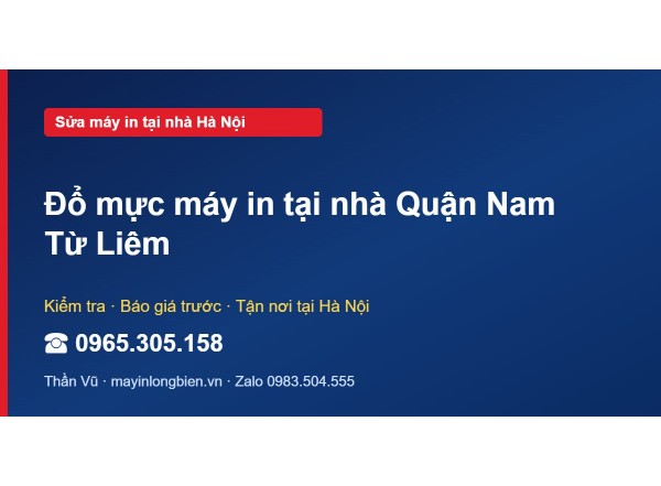 Đổ mực máy in tại nhà Quận Nam Từ Liêm