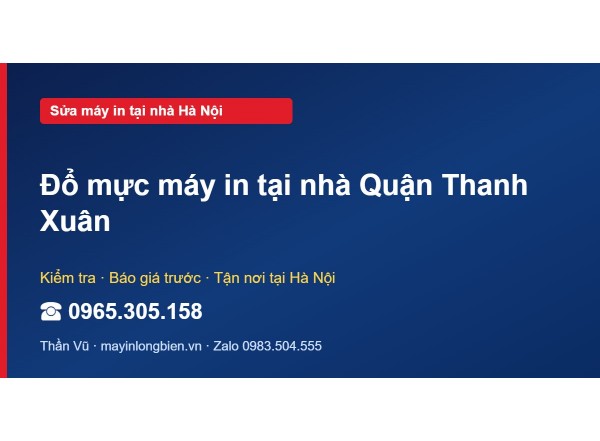 Đổ mực máy in tại nhà Quận Thanh Xuân