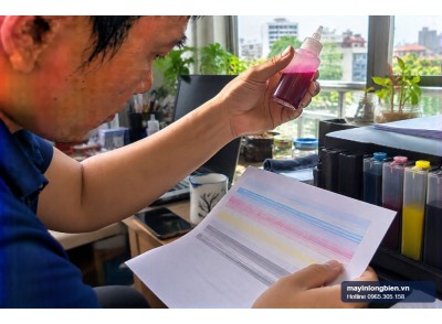 Epson sọc ngang sau khi đổ mực ngoài | Thần Vũ