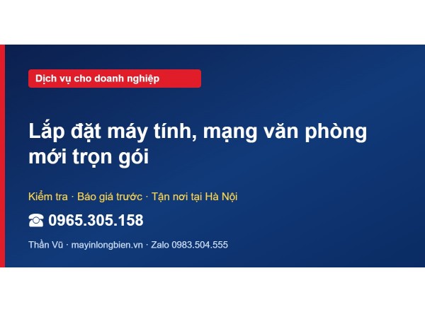 Lắp đặt máy tính, mạng văn phòng mới trọn gói
