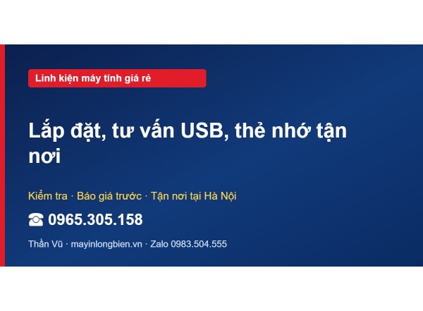 Lắp đặt, tư vấn USB, thẻ nhớ tận nơi