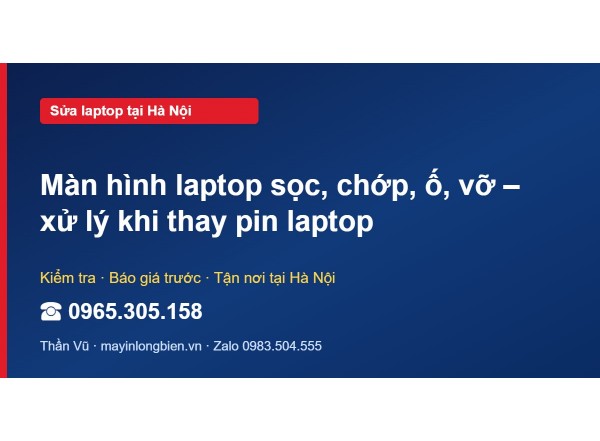 Màn hình laptop sọc, chớp, ố, vỡ – xử lý khi thay pin laptop