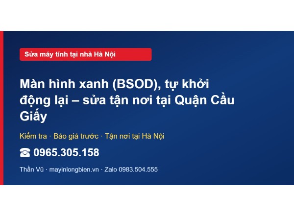 Màn hình xanh (BSOD), tự khởi động lại – sửa tận nơi tại …