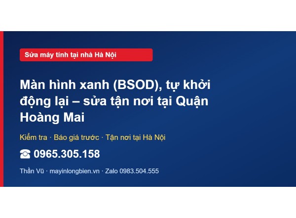 Màn hình xanh (BSOD), tự khởi động lại – sửa tận nơi tại …