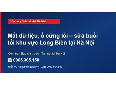 Mất dữ liệu, ổ cứng lỗi – sửa buổi tối khu vực Long Biên …
