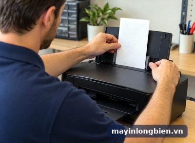 Máy in phun kẹt phong bì, giấy A5: nạp đúng khay, đúng khổ