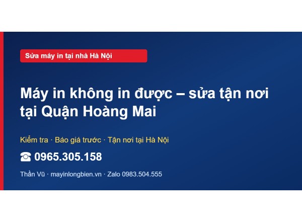 Máy in không in được – sửa tận nơi tại Quận Hoàng Mai