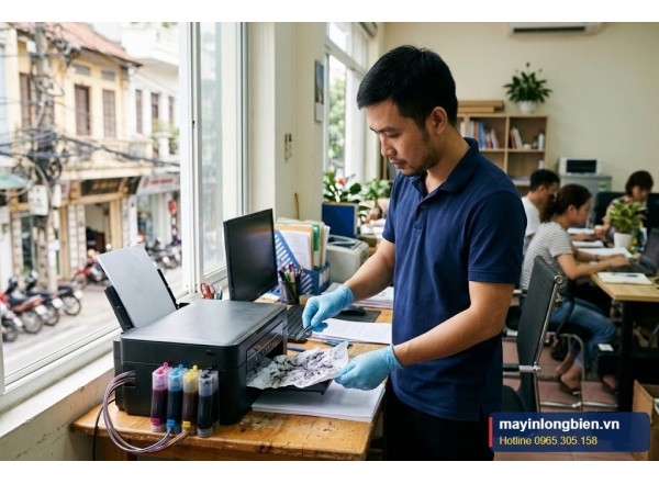 Máy in phun kẹt giấy liên tục: nguyên nhân, cách sửa