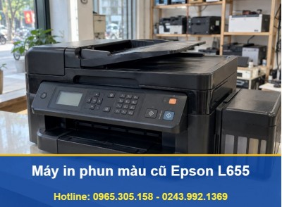 Epson L655 Máy In Phun Màu Cũ Đa Năng, In Hai Mặt, Wifi, ADF