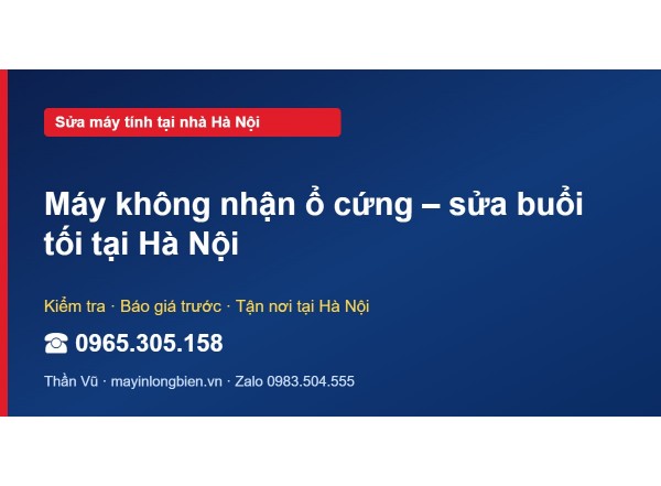 Máy không nhận ổ cứng – sửa buổi tối tại Hà Nội