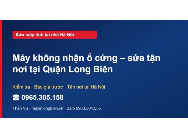 Máy không nhận ổ cứng – sửa tận nơi tại Quận Long Biên