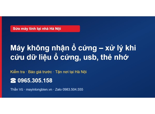 Máy không nhận ổ cứng – xử lý khi cứu dữ liệu ổ cứng, usb…