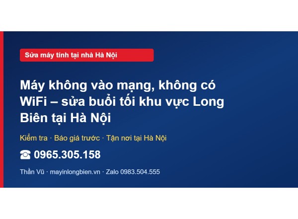 Máy không vào mạng, không có WiFi – sửa buổi tối khu vực …
