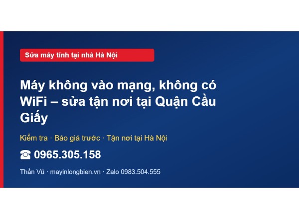 Máy không vào mạng, không có WiFi – sửa tận nơi tại Quận …