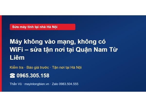 Máy không vào mạng, không có WiFi – sửa tận nơi tại Quận …