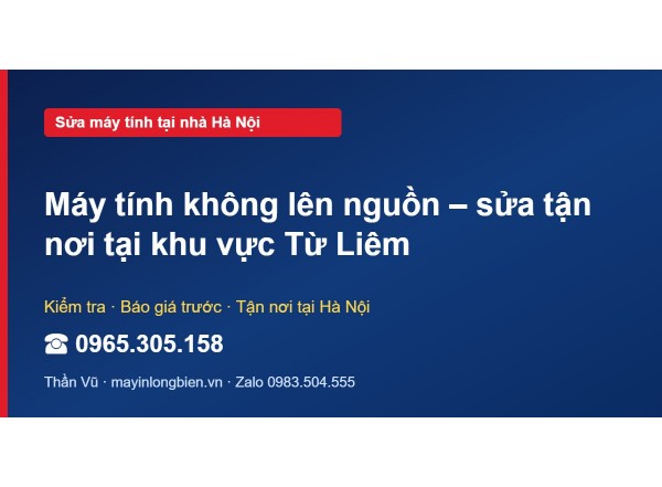 Máy tính không lên nguồn – sửa tận nơi tại khu vực Từ Liêm