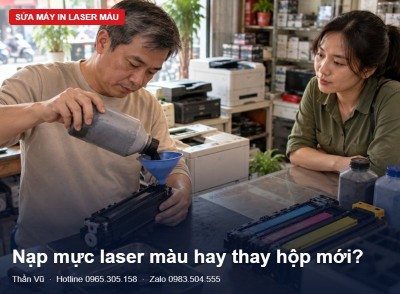 Nạp mực laser màu hay thay hộp mới? | Thần Vũ