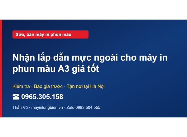 Nhận lắp dẫn mực ngoài cho máy in phun màu A3 giá tốt