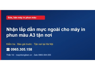 Nhận lắp dẫn mực ngoài cho máy in phun màu A3 tận nơi