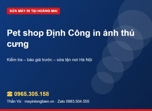 Máy in pet shop, thú y Định Công | Thần Vũ