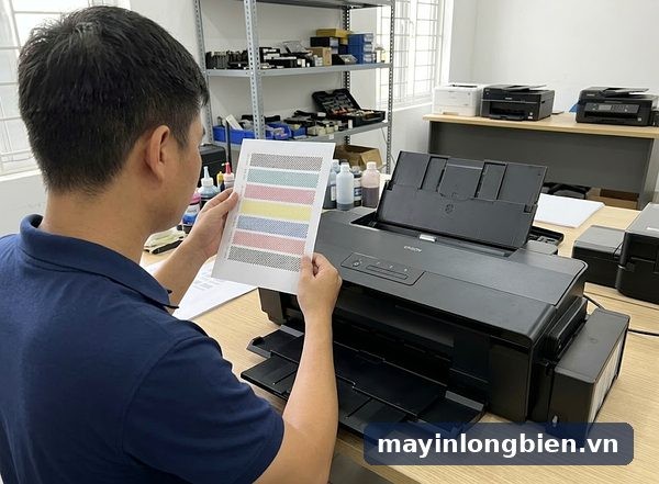 Sửa Epson L1800 tại Long Biên: mất màu, sọc ngang ảnh