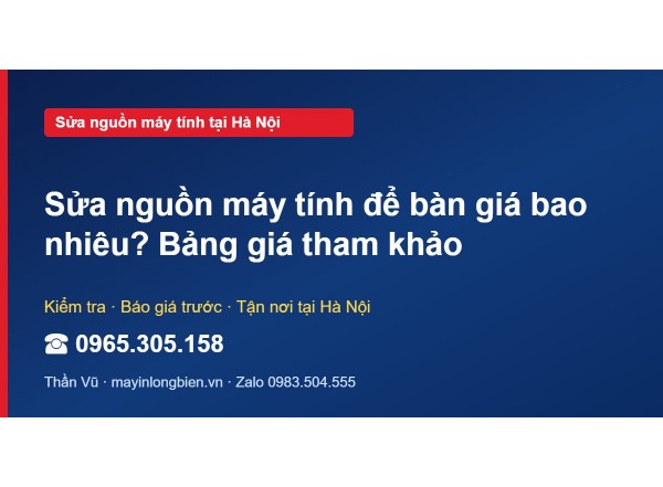 Sửa nguồn máy tính để bàn giá bao nhiêu? Bảng giá tham khảo