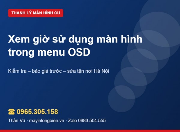 Xem giờ sử dụng màn hình trong menu OSD | Thần Vũ
