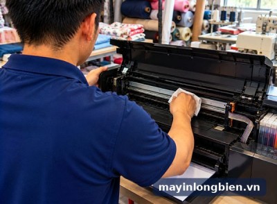 Máy in chuyển nhiệt tắc đầu do bụi vải: cách phòng ở Cổ Nhuế