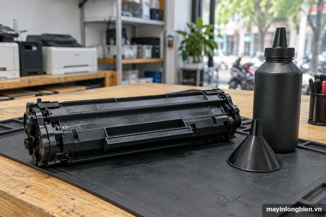 Hộp mực Dell 2230dn chuẩn bị nạp mực Hộp mực Dell 2230dn chuẩn bị nạp mực