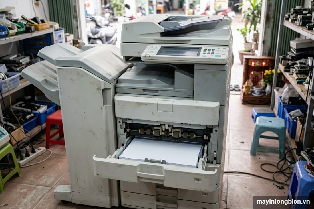 Khay giấy máy photocopy kéo ra khi bảo dưỡng Khay giấy máy photocopy kéo ra khi bảo dưỡng