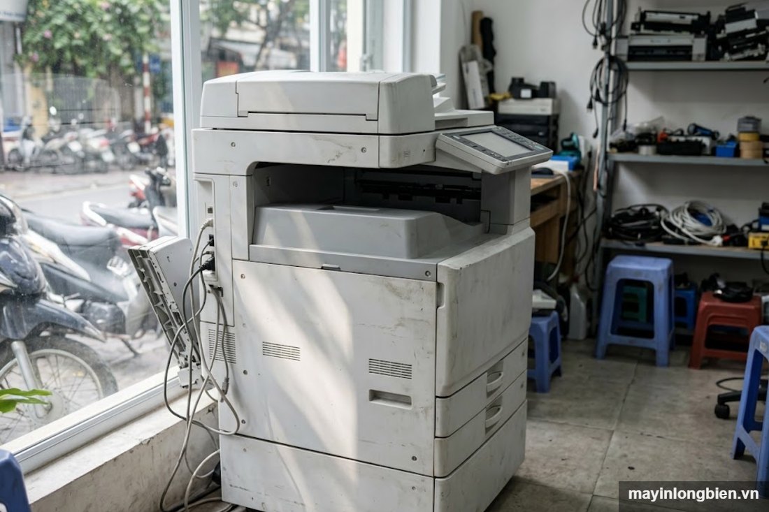 Máy photocopy văn phòng đặt trong góc phòng Máy photocopy văn phòng đặt trong góc phòng